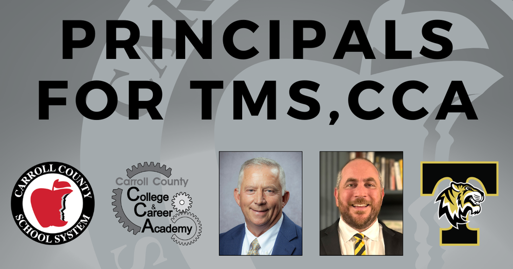new principals for TMS and CCA with headshots of Schinella and Clarke
