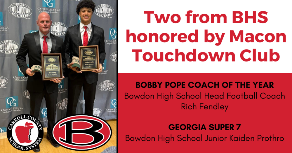 Two from BHS honored by Macon Touchdown Club