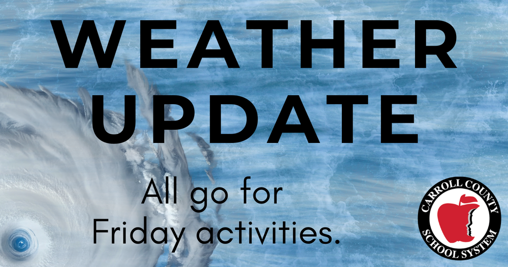 text reads weather update All go for Friday activities