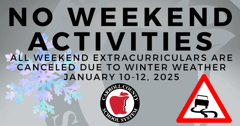 No Weekend Activities. all weekend extracurriculars are canceled due to winter weather January 10-12, 2025