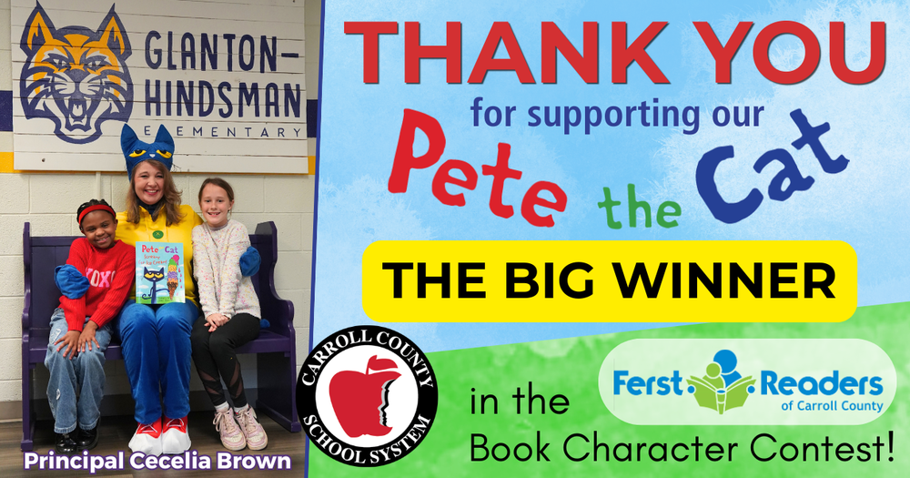 thank you for supporting our pete the cat the big winner in the ferst readers book character contest