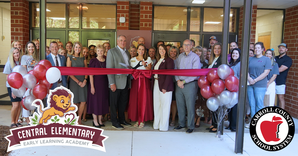 school and district leaders cut a ribbon at central elementary school's new early learning academy
