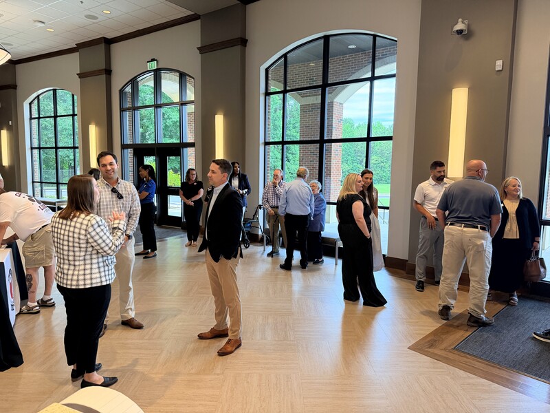 crowd gathers for reception