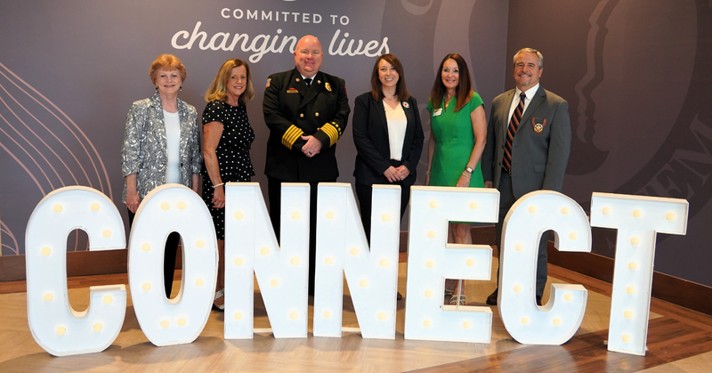 carroll county school leaders pose with fire chief, county chairman and sheriff langley