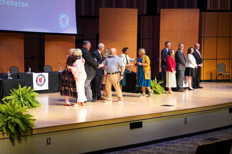 retirees were congratulated by the board of education