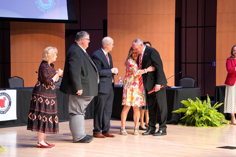retirees were congratulated by the board of education