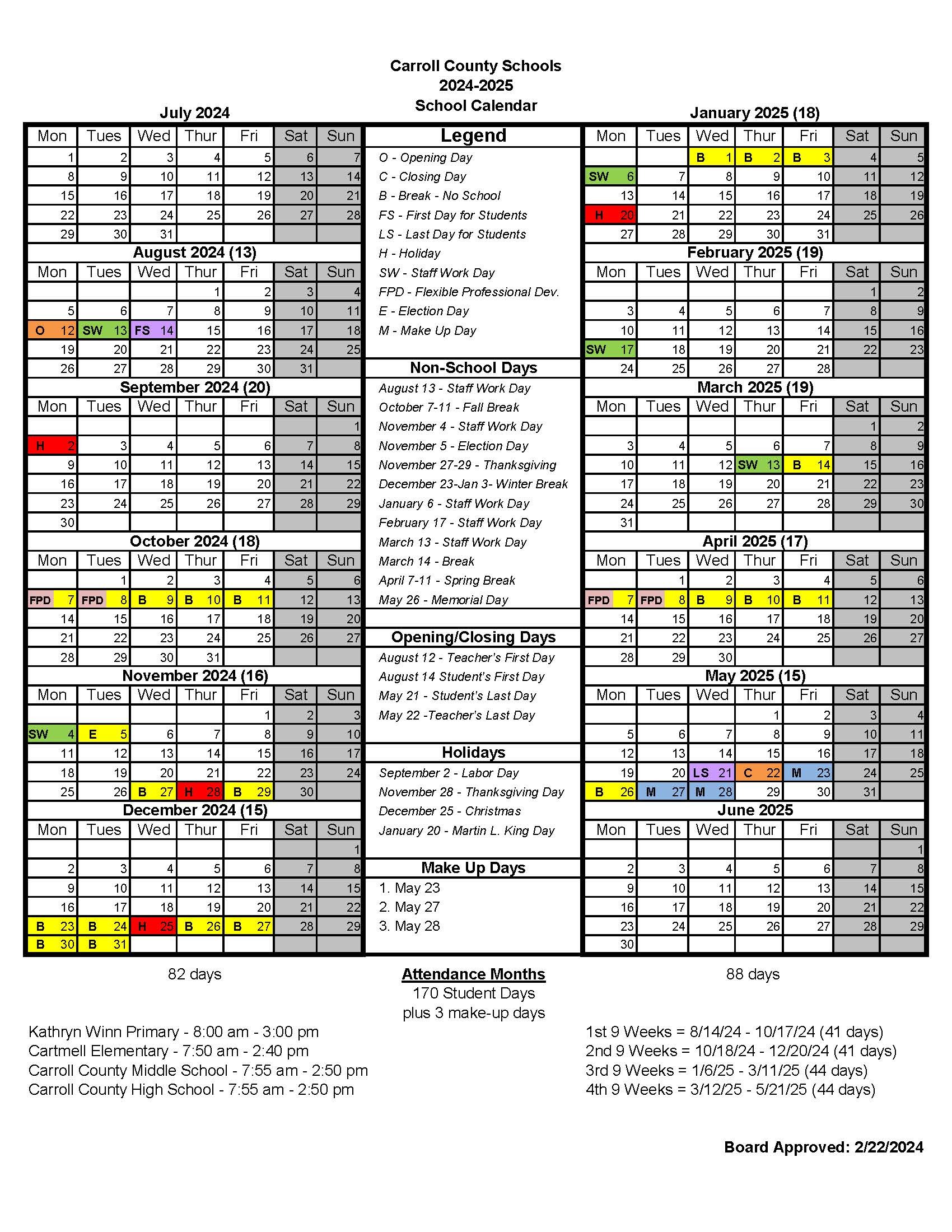 Board Sets 2024-2025 Calendar | Carroll County Schools board-sets-2024-2025-calendar-carroll-county-schools