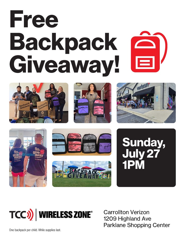 free backpacks flyer