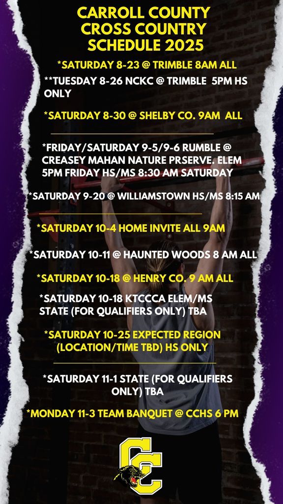 Cross country schedule