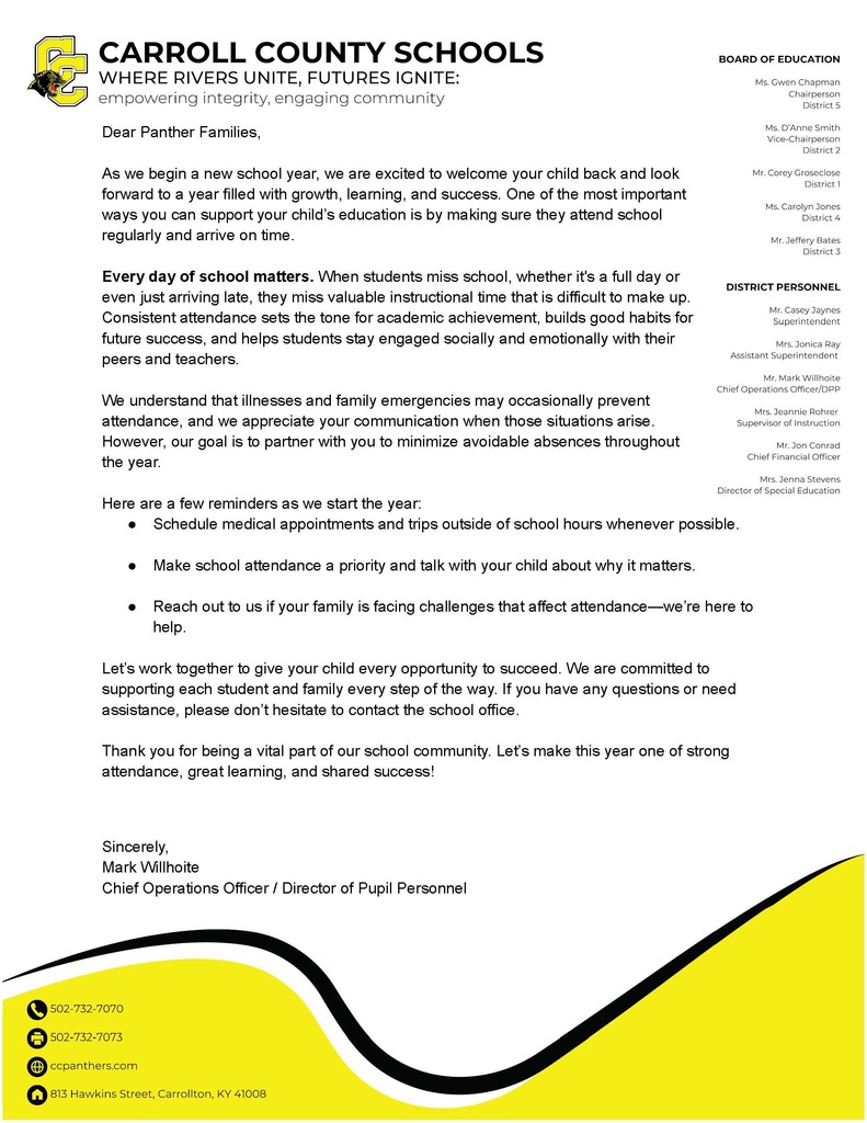 Attendance letter