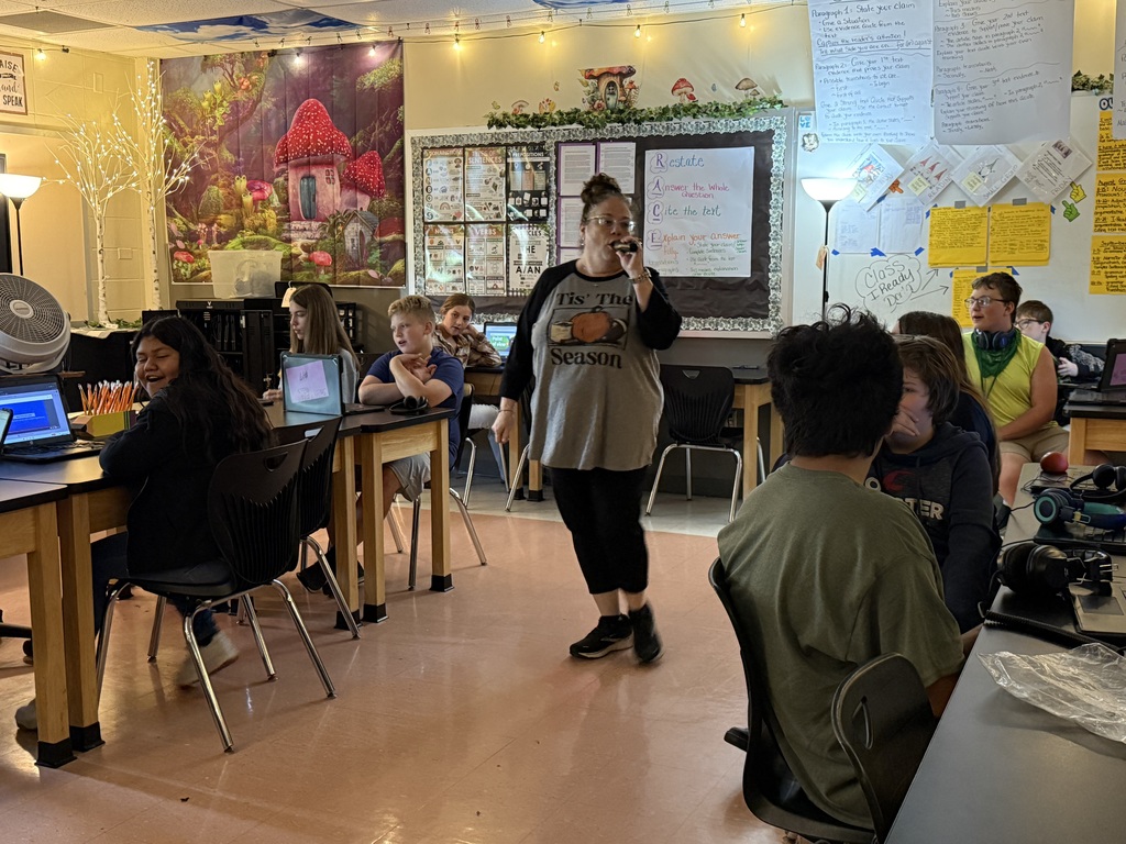 Mrs. Smith rapping for her students.