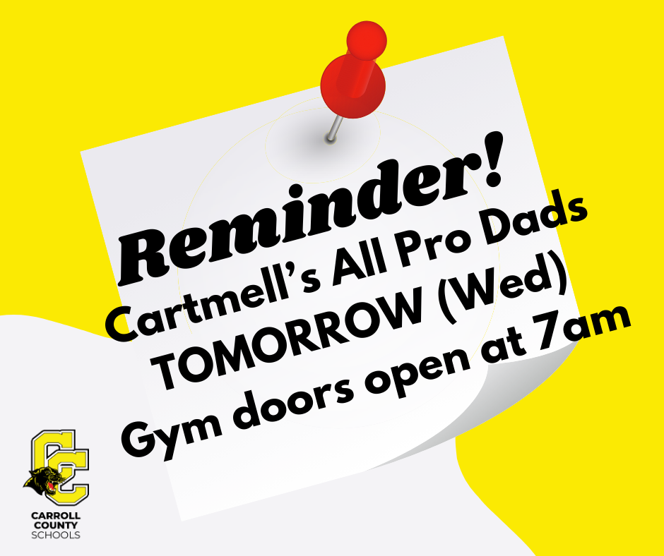 Cartmell’s All Pro Dads TOMORROW (Wed) Gym doors open at 7am