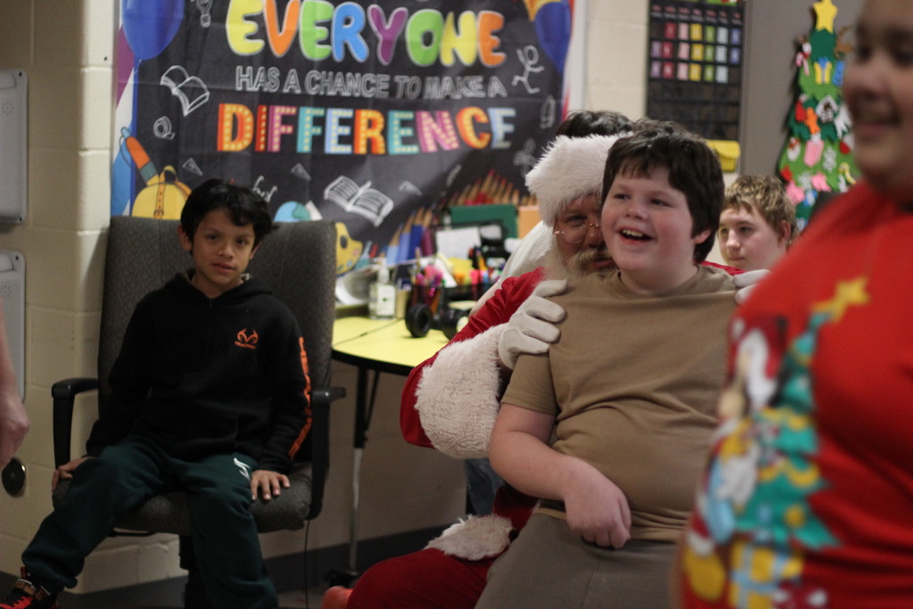 Santa visiting Students in Ms. Racki's class.