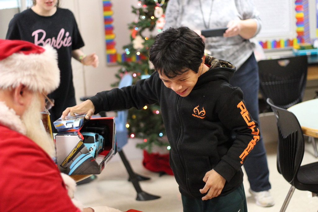 Santa visiting Students in Ms. Racki's class.