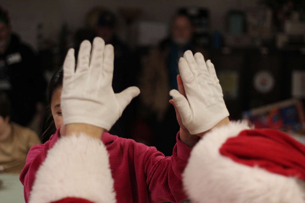Santa visiting Students in Ms. Racki's class.