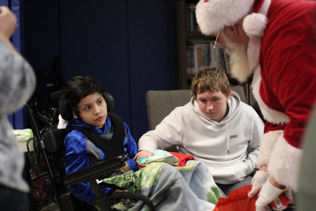 Santa visiting Students in Ms. Racki's class.