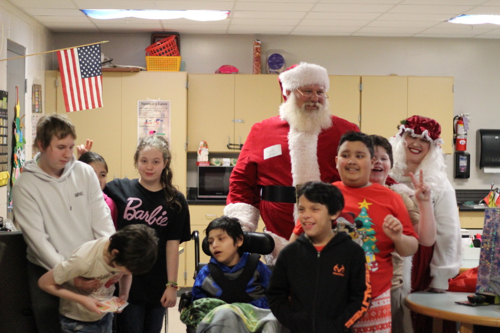 Santa visiting Students in Ms. Racki's class.