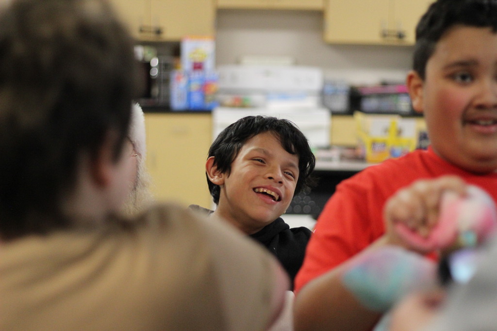 Santa visiting Students in Ms. Racki's class.