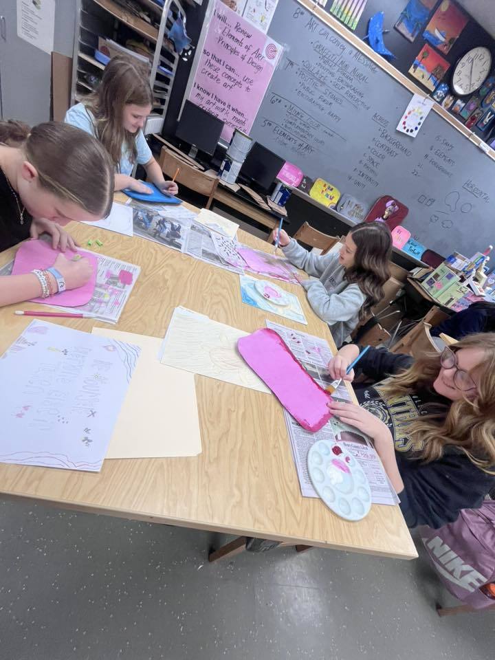 Students working in Ms. Gonterman’s art class