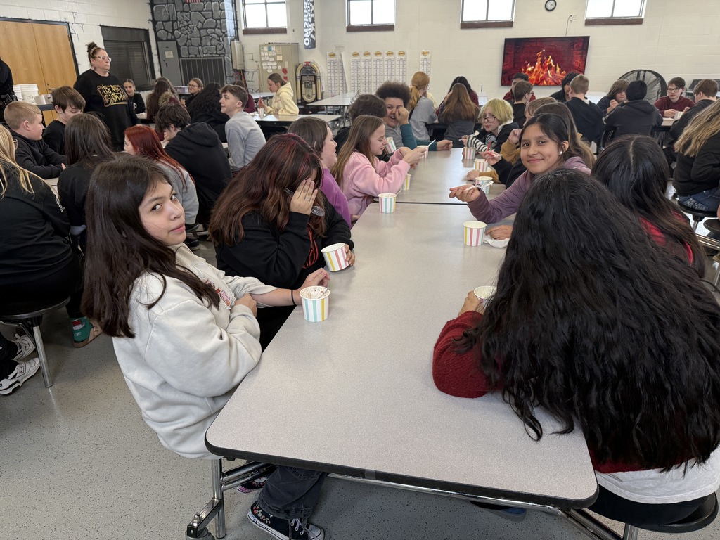 Students enjoying an ice cream social