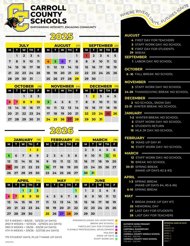 2026-2027 school calendar