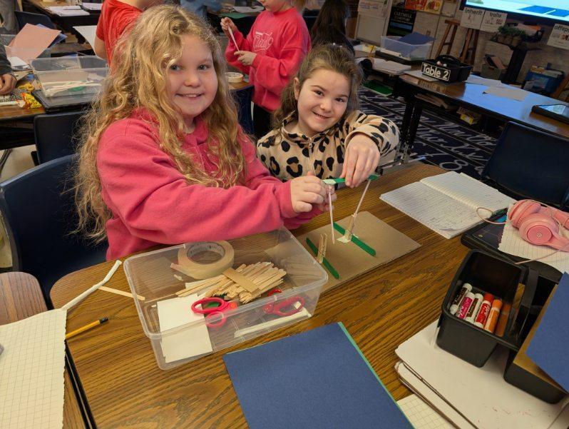 Students working on presentation