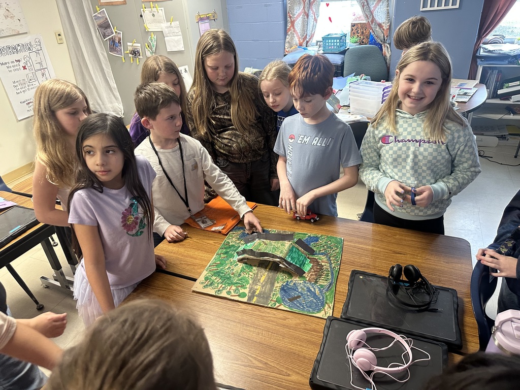 Students working on presentation