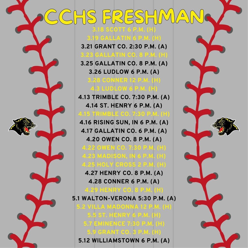 Freshman baseball schedule