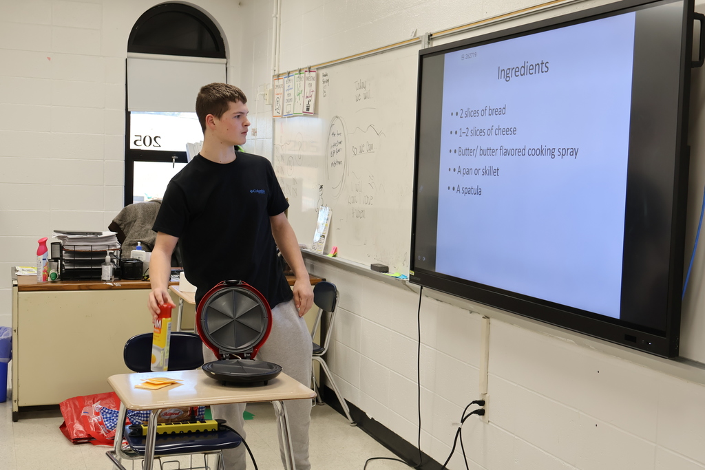 student giving speech