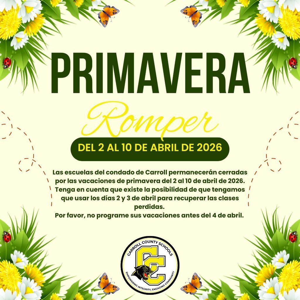 Spring break flyer Spanish version