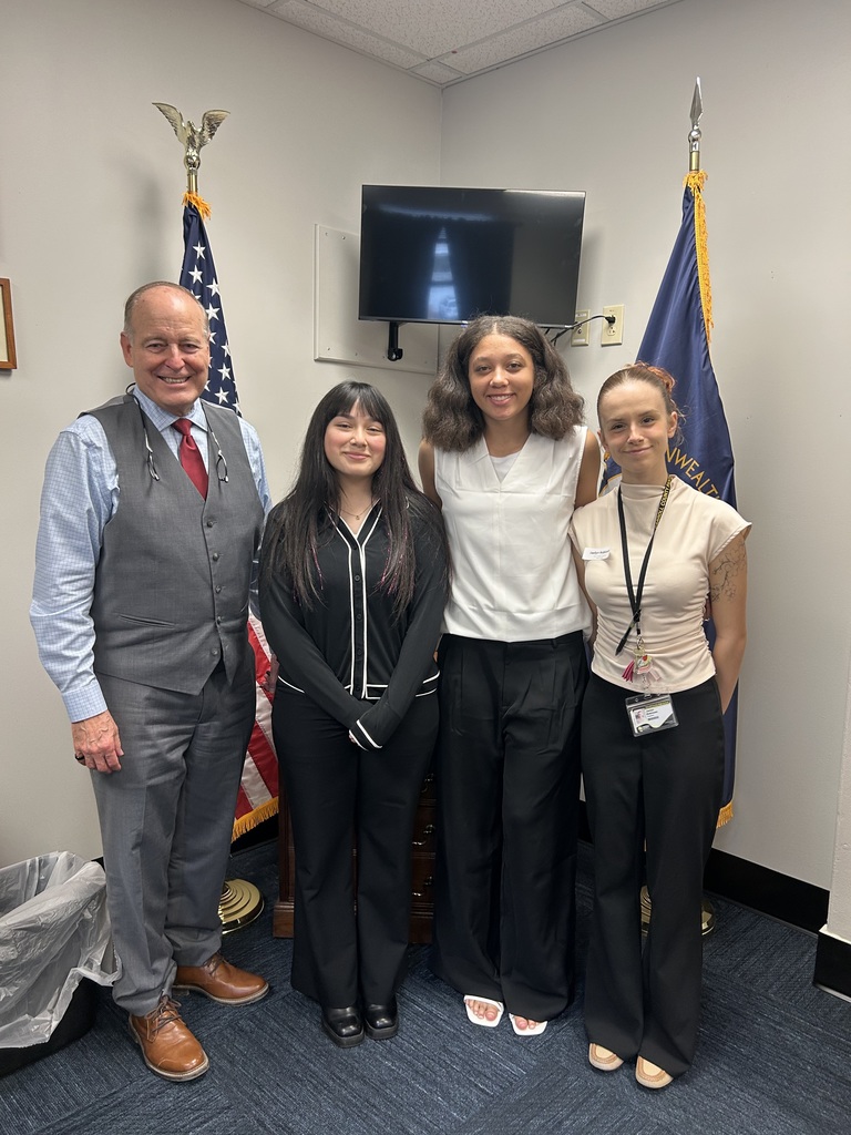 teacher and students with state senator