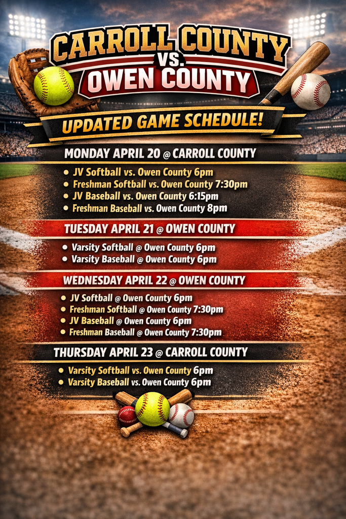 updated baseball and softball schedules