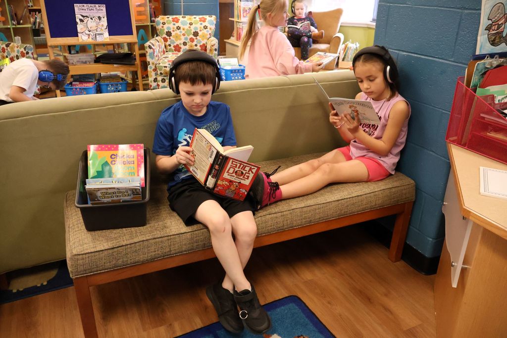 students reading
