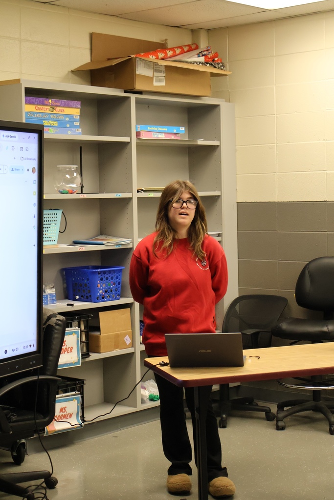 student giving presentation