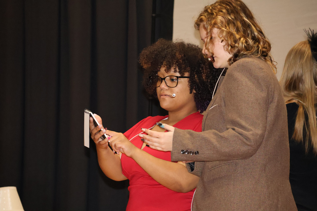 students rehearsing for play
