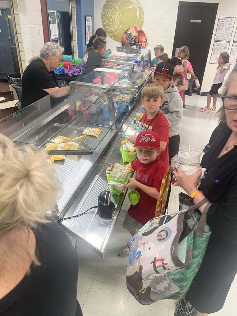 students in lunch line
