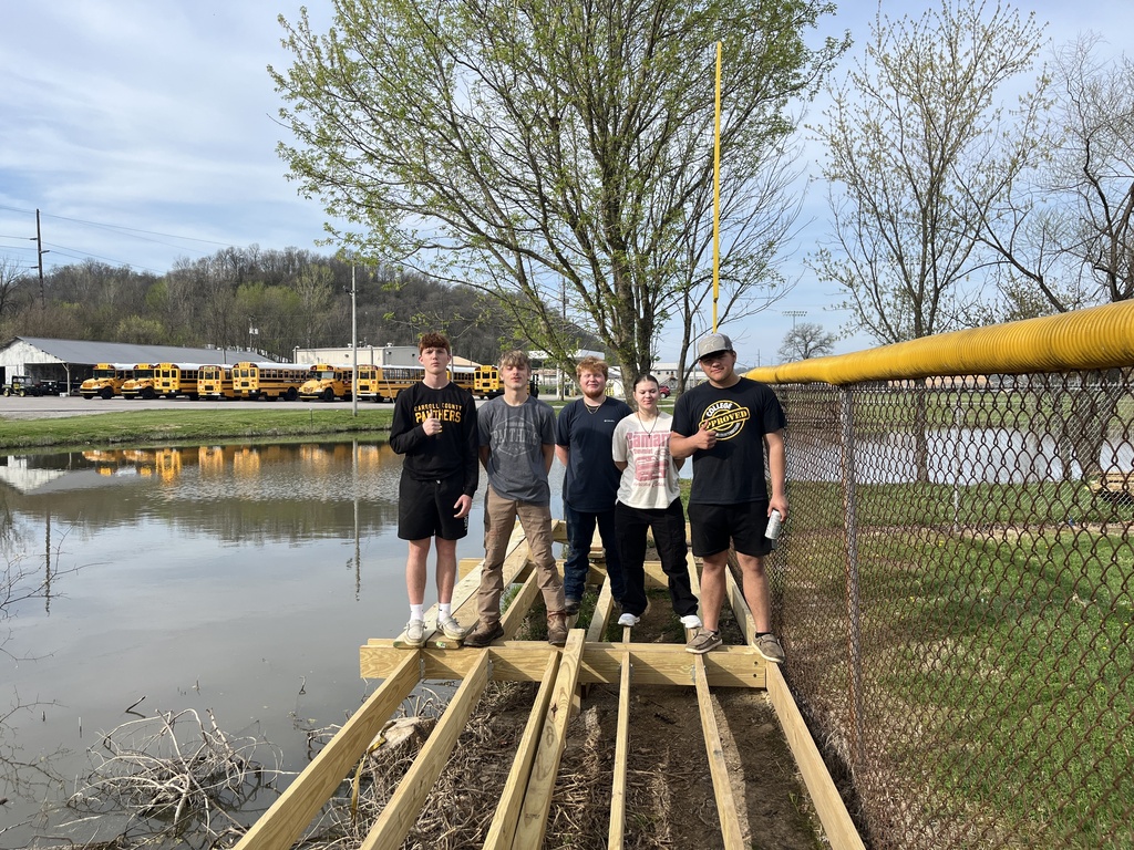students working on boardwalk project