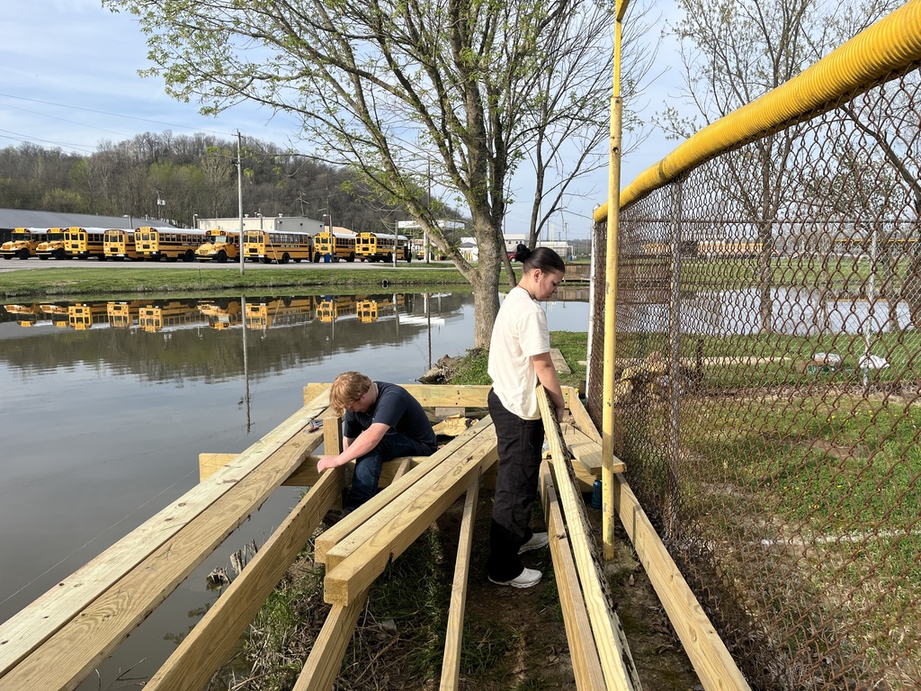 students working on boardwalk project
