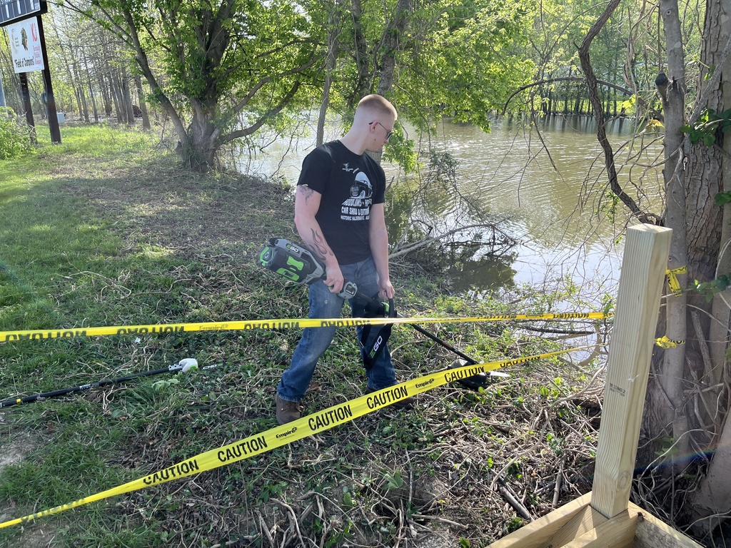 student working on boardwalk project