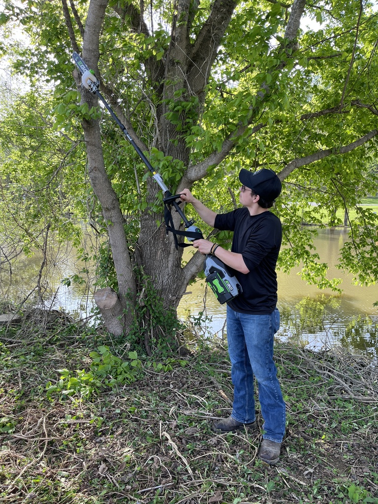student working on boardwalk project