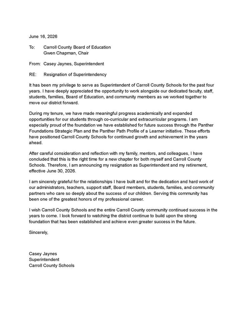 Resignation letter