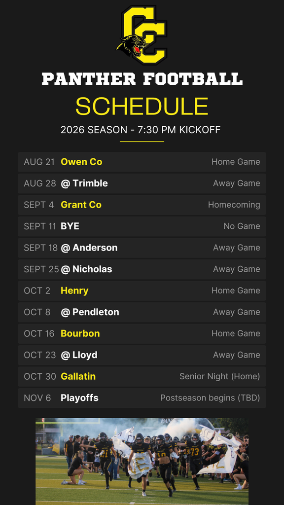 CCHS Football schedule