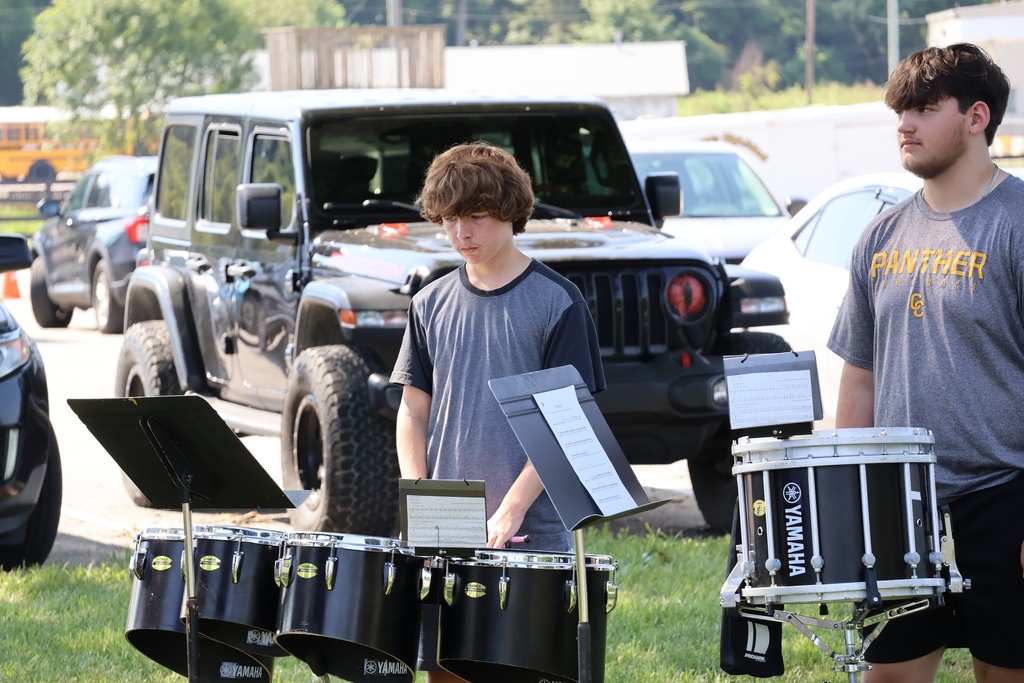 students playing drums during band camp