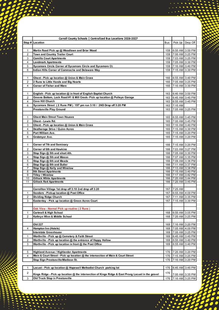 2026-27 bus routes