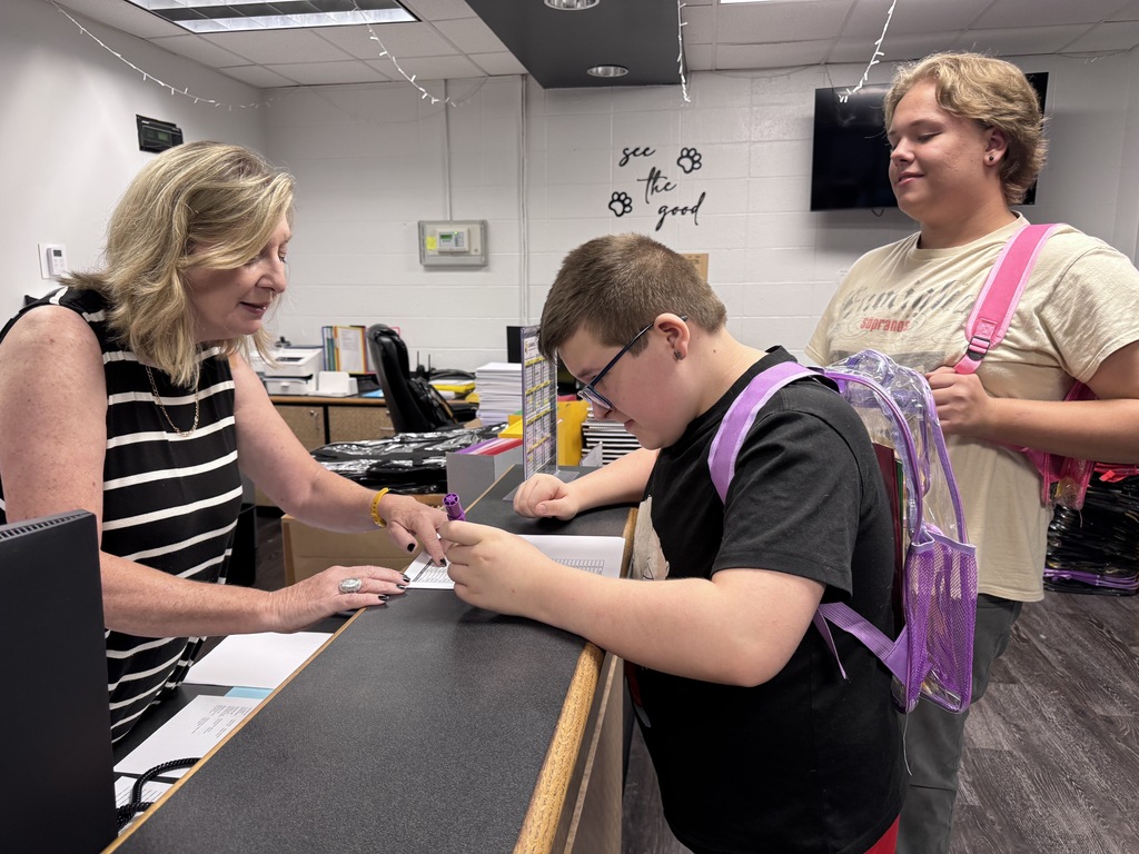 Students in high school office