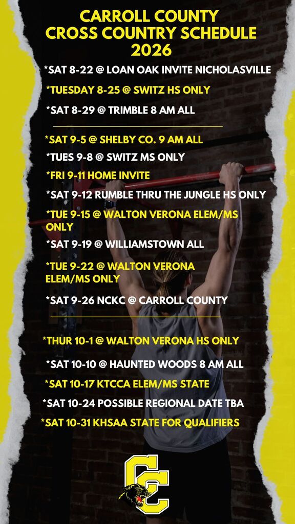 Cross Country schedule