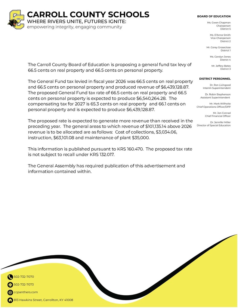 Tax rate notice English version