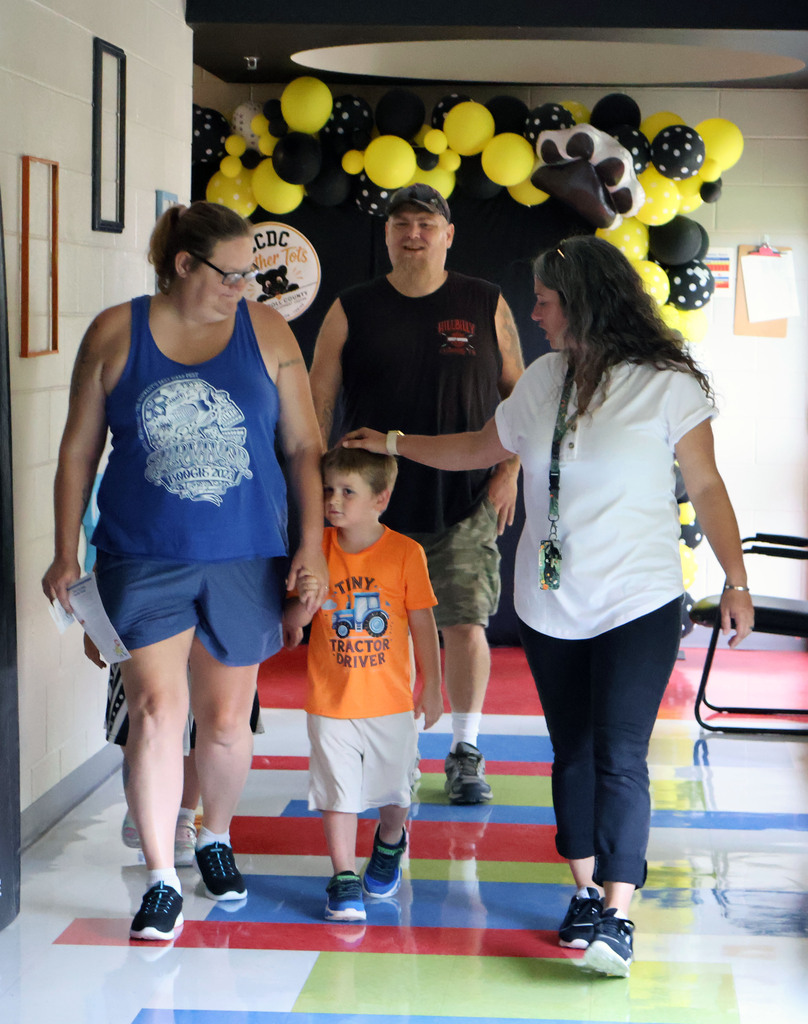 Student with family at school