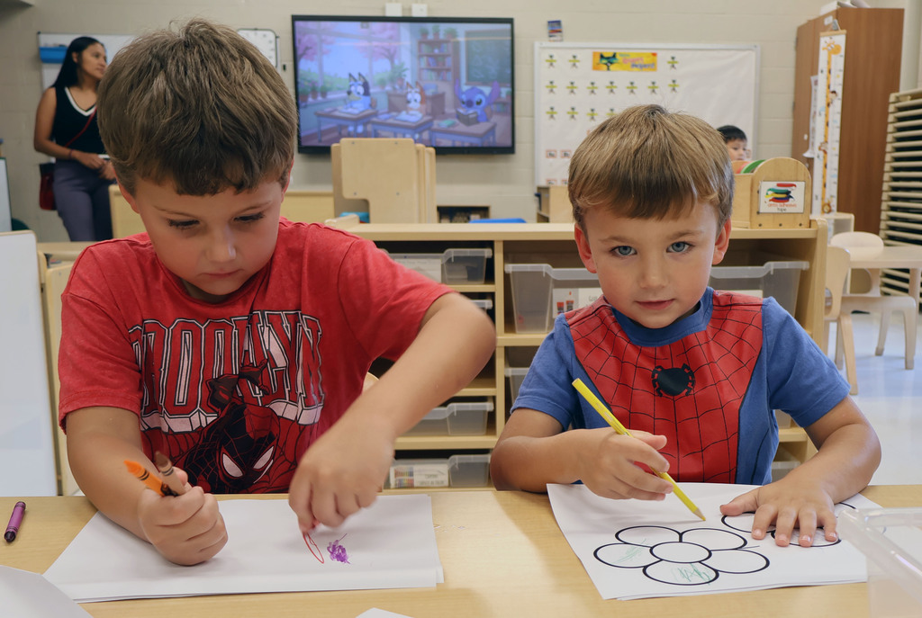 Students coloring