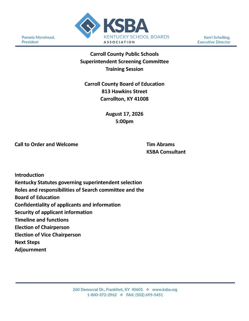 Superintendent Search Committee Meeting Agenda